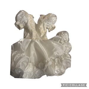 Elegant White Satin Dress with Lace Details